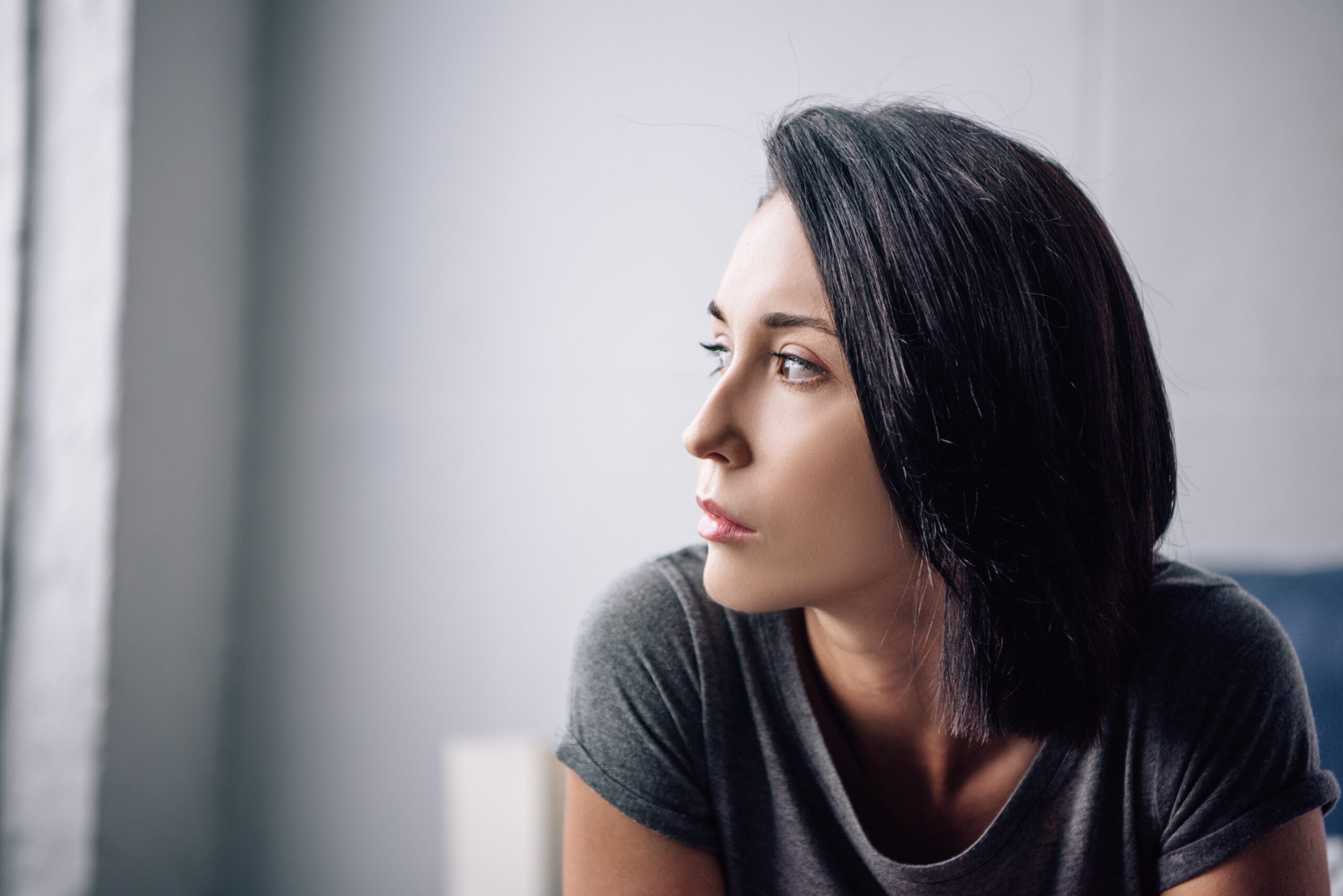 Woman looking out the window